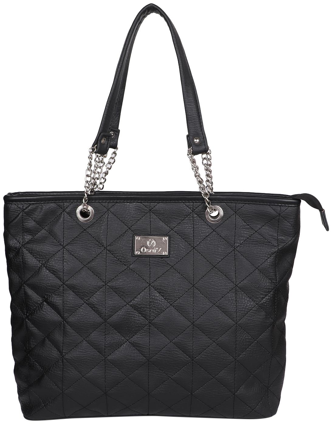 

Osaiz Black Faux Leather Handheld Bag