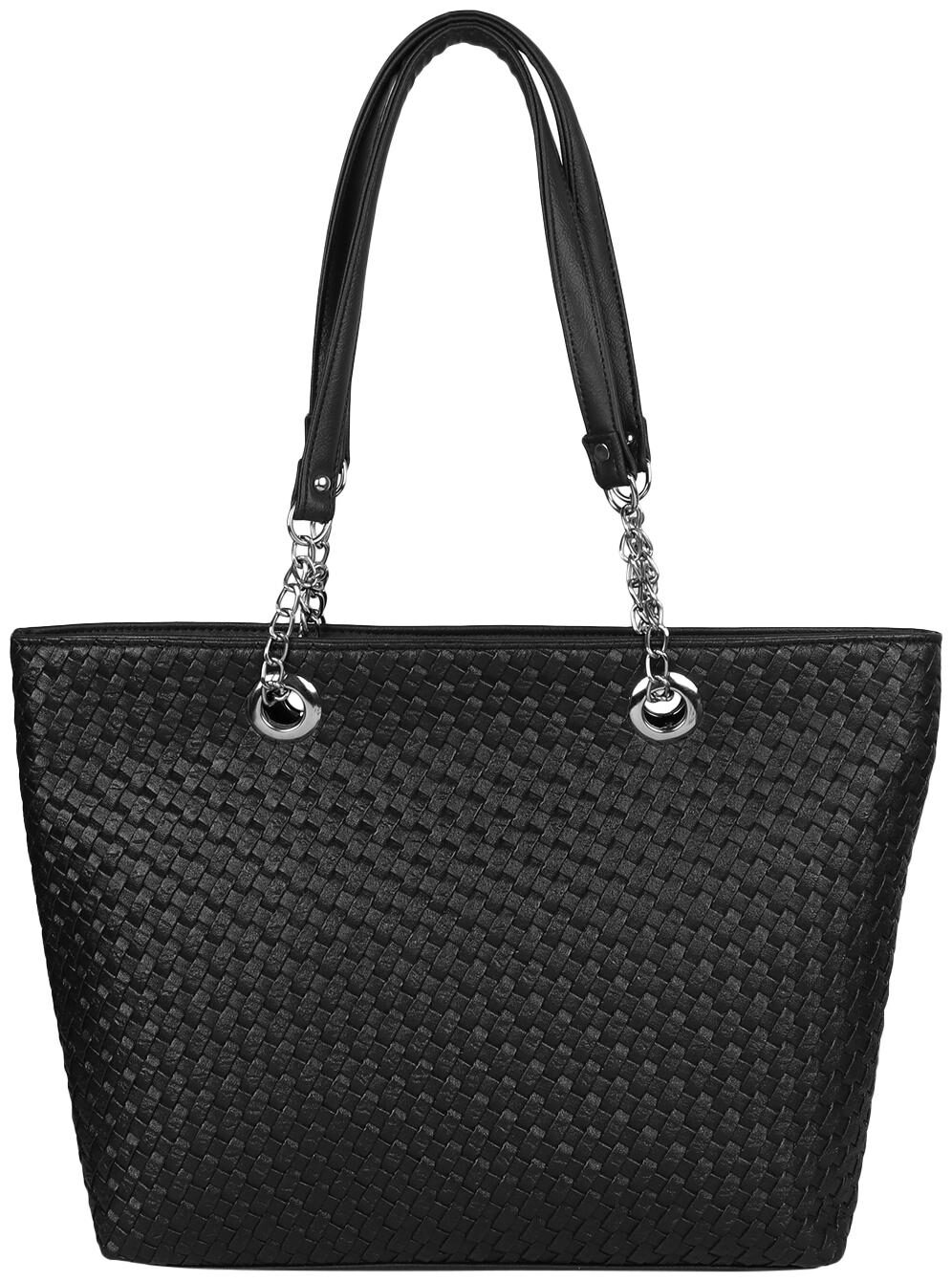 

Osaiz Black Faux Leather Handheld Bag