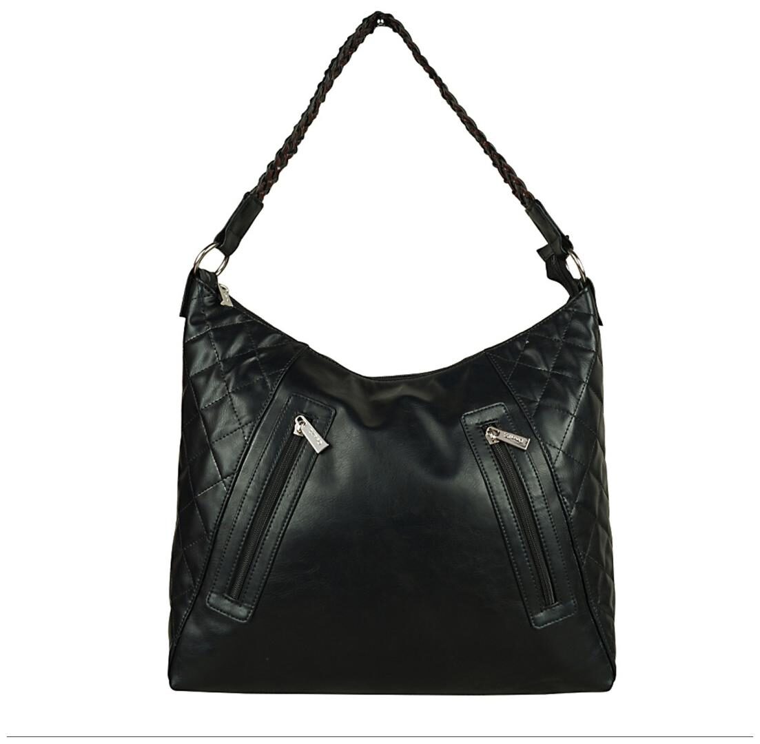 

Osaiz Black Faux Leather Handheld Bag