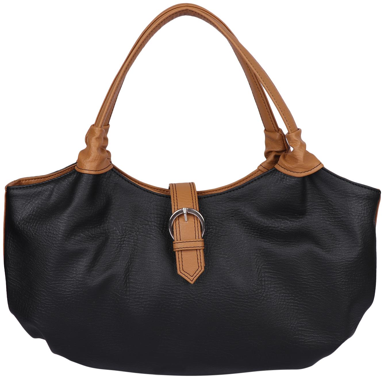 

Osaiz Black Faux Leather Handheld Bag