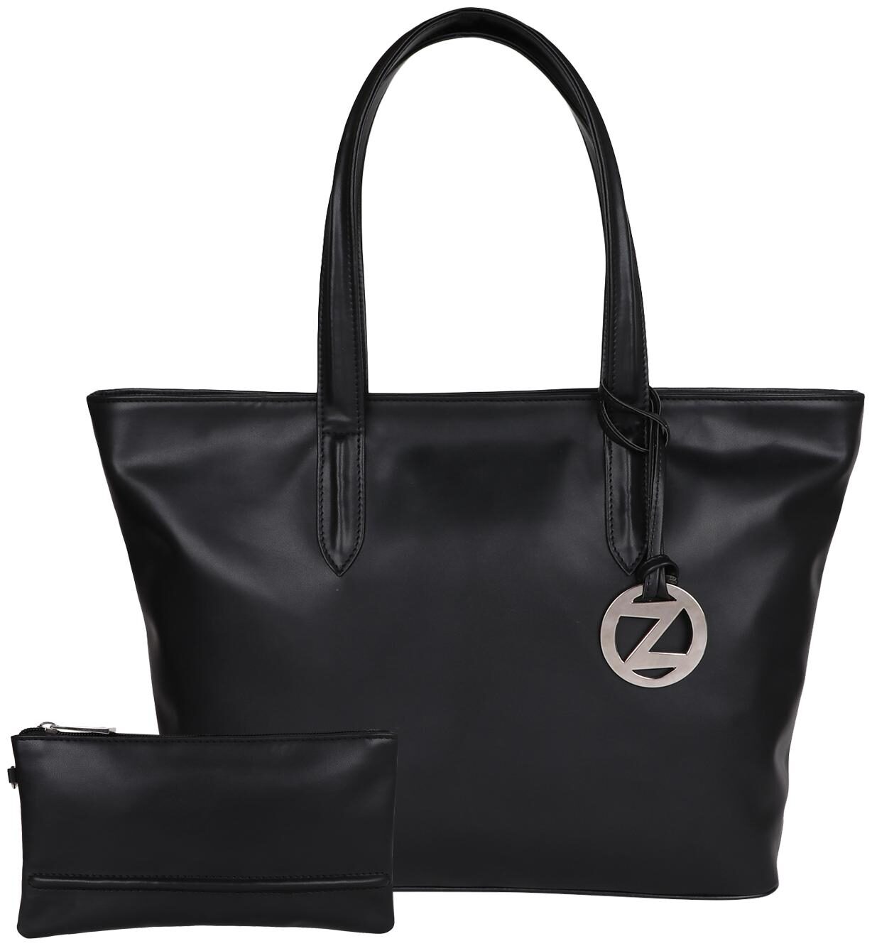 

Osaiz Black Faux Leather Handheld Bag