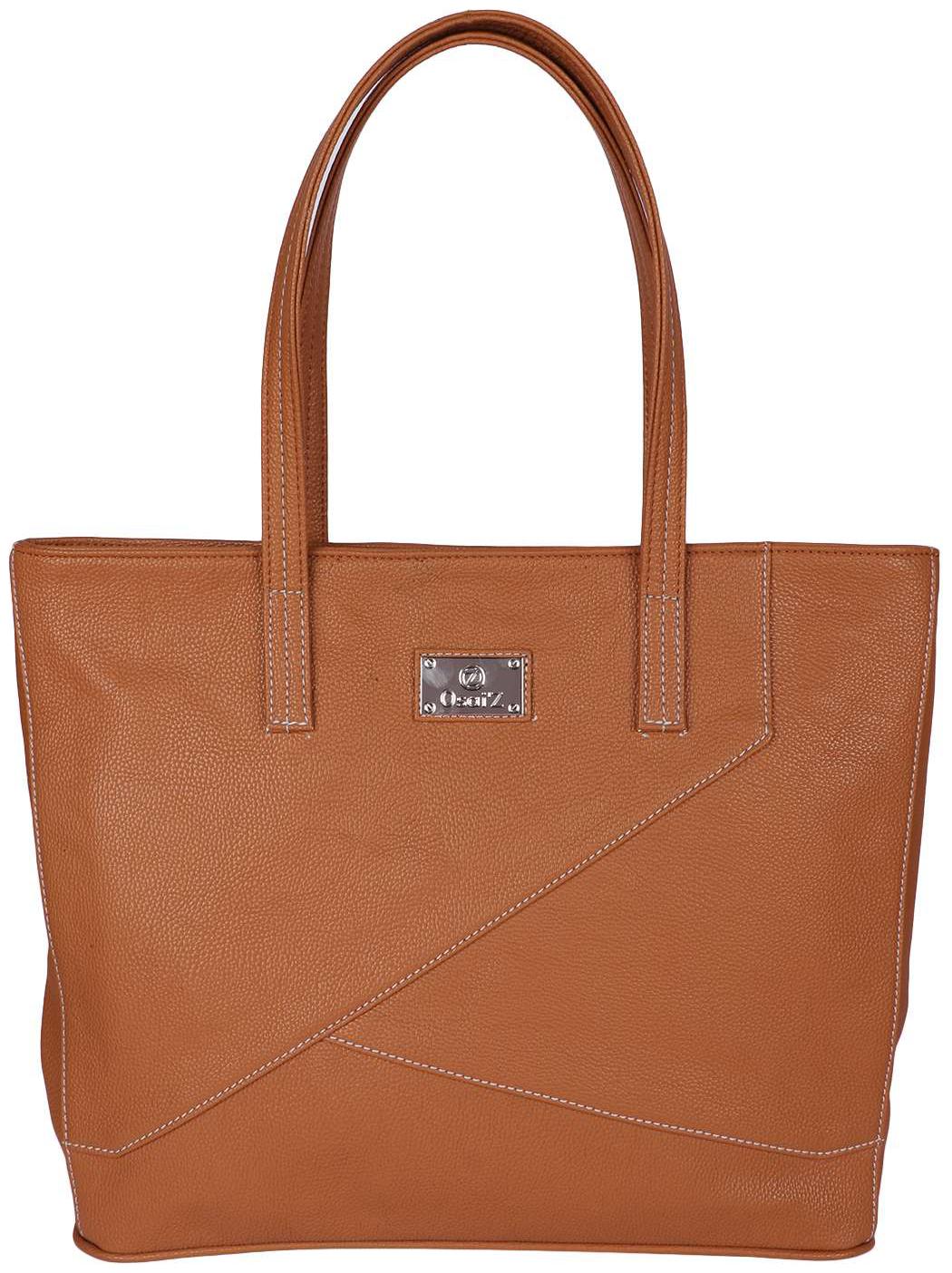 

Osaiz Brown Faux Leather Handheld Bag
