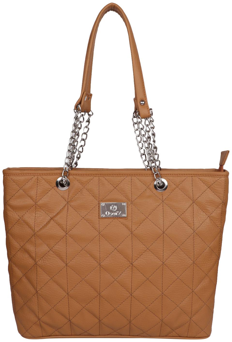 

Osaiz Brown Faux Leather Handheld Bag