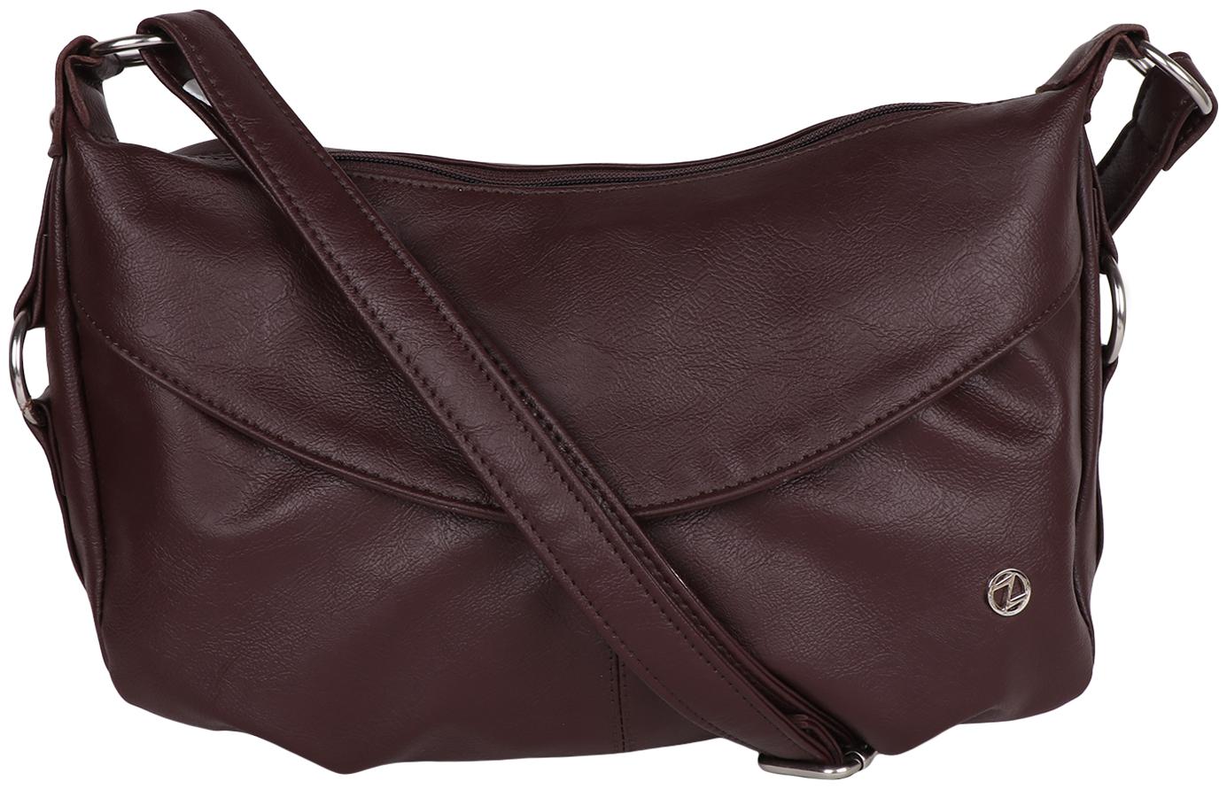

Osaiz Brown PU Solid Sling Bag