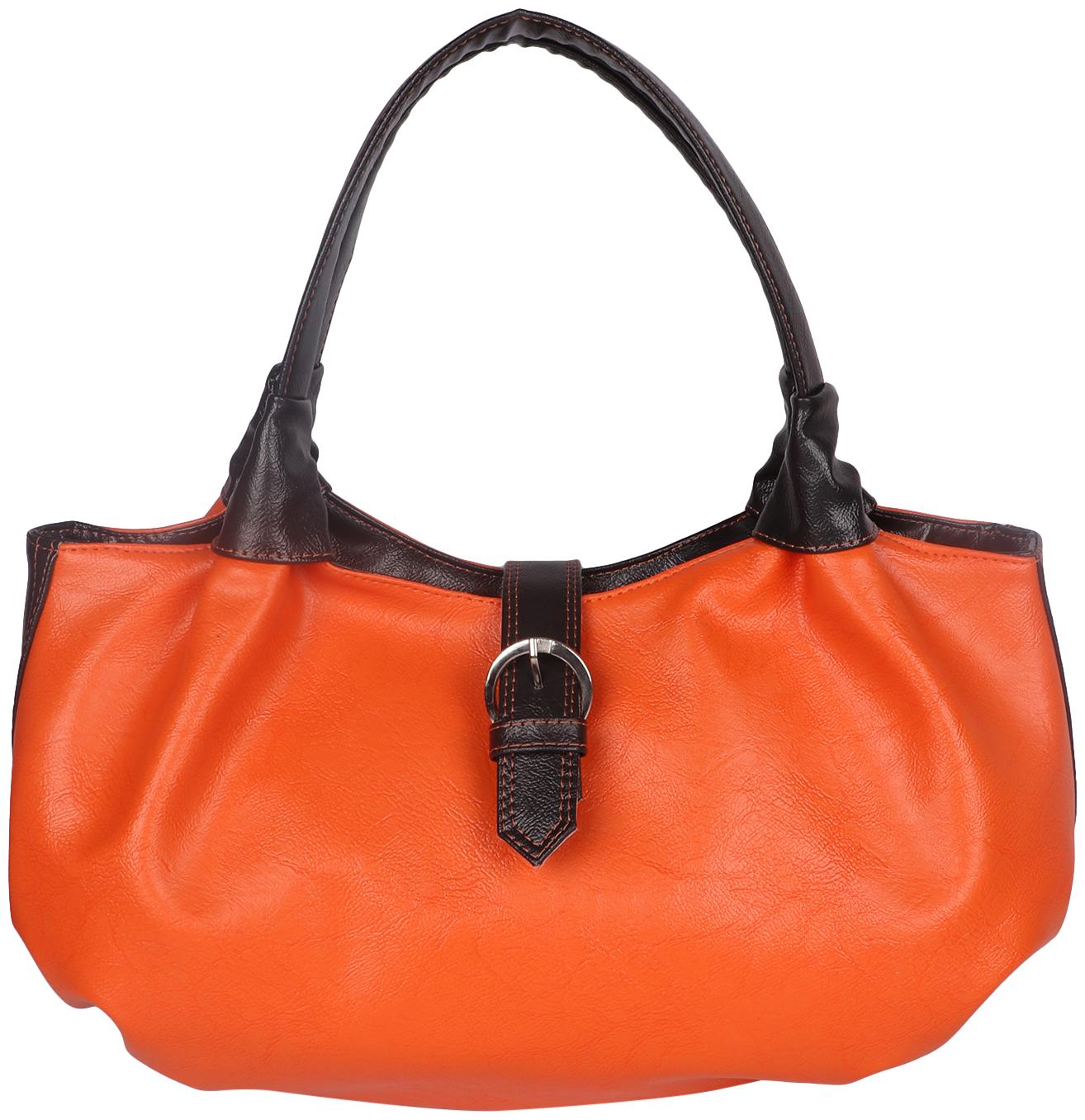 

Osaiz Orange Faux Leather Handheld Bag