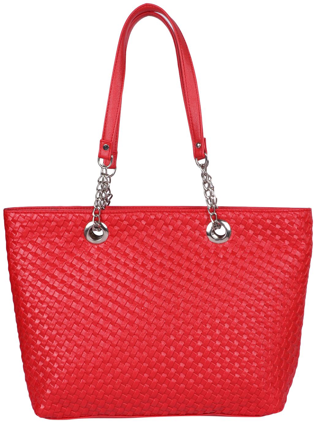 

Osaiz Red Faux Leather Handheld Bag