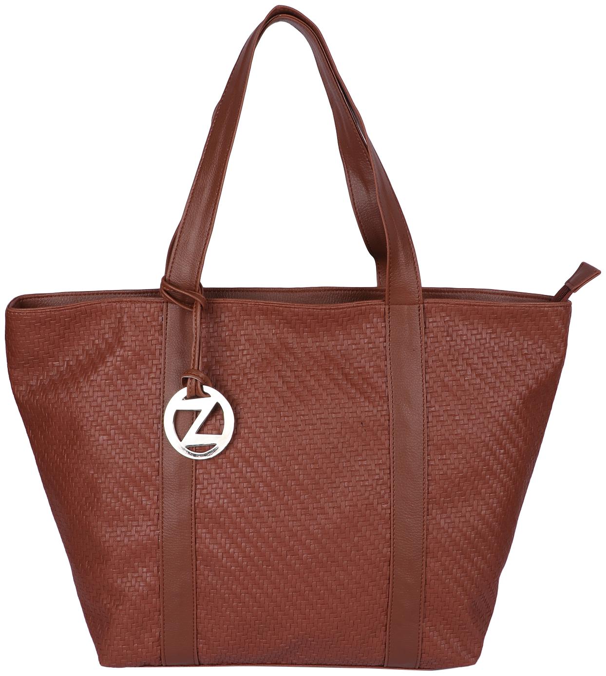 

Osaiz Tan Faux Leather Handheld Bag