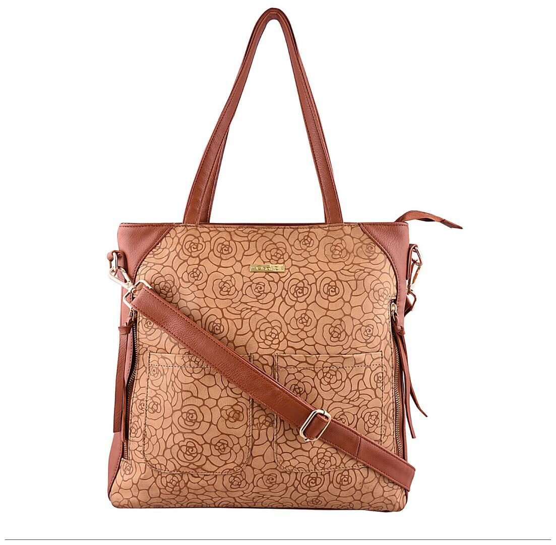 

Osaiz Tan Faux Leather Handheld Bag
