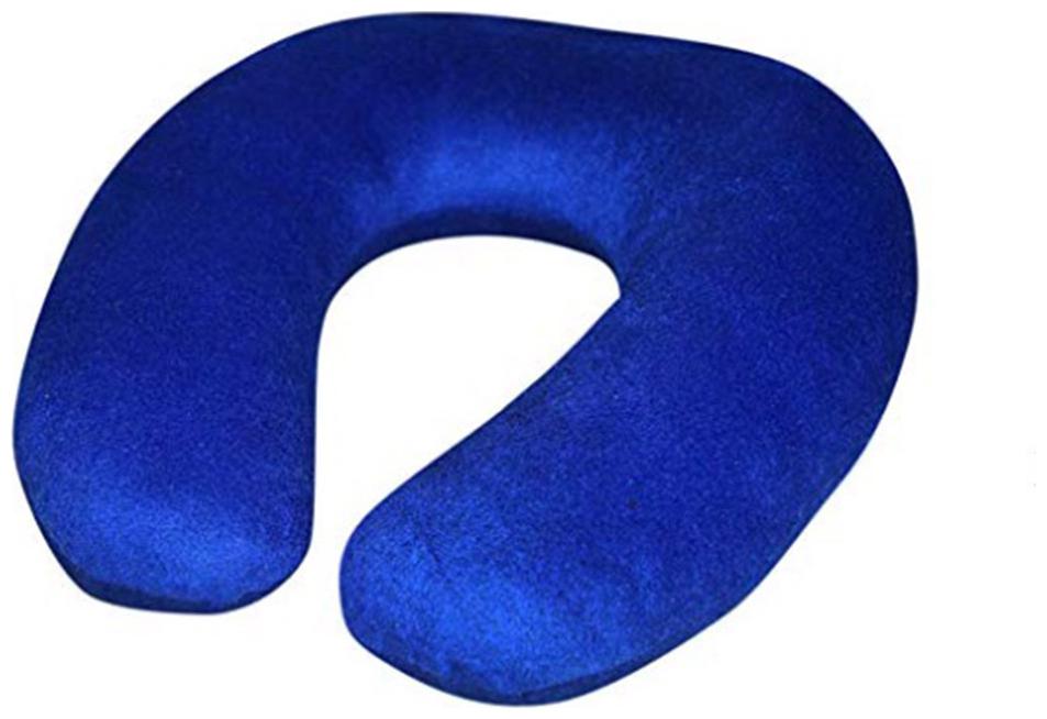 

Oscar Home U-Shaped Blue Neck Travel Pillow -14x13 inch Soft Velvet Fabric with Poly Fiber Filling for travelling