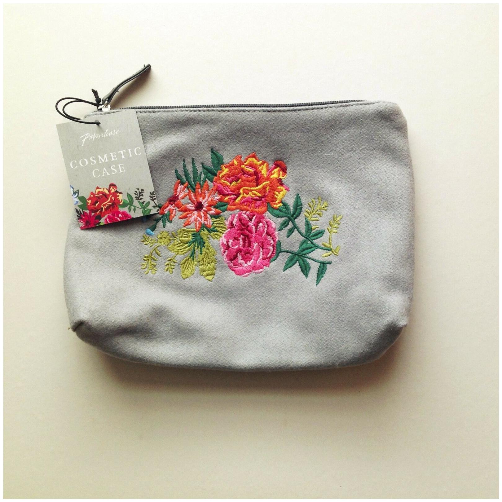 

Paperchase Primavera Cosmetic Case Travel Accessory - Floral Embroidery NEW