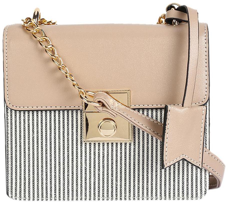 

People Beige PU Striped Sling Bag