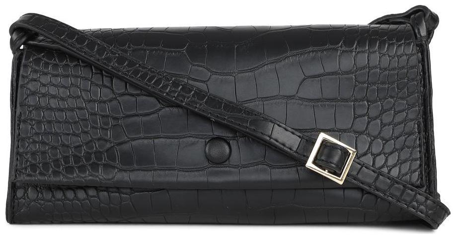 

People Black PU Textured Sling Bag
