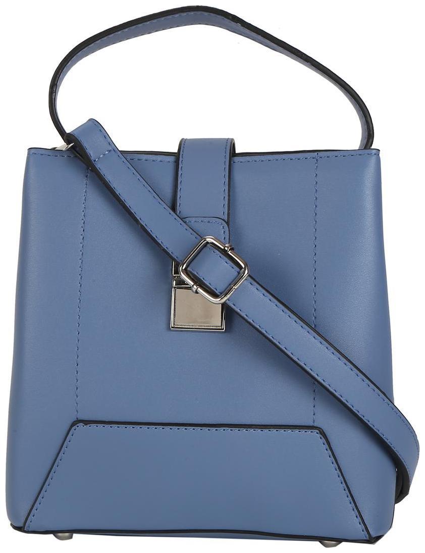

People Blue PU Solid Sling Bag