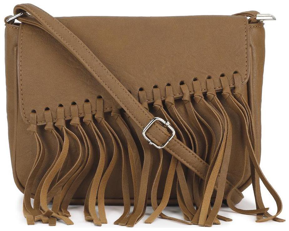

People Brown PU Textured Sling Bag