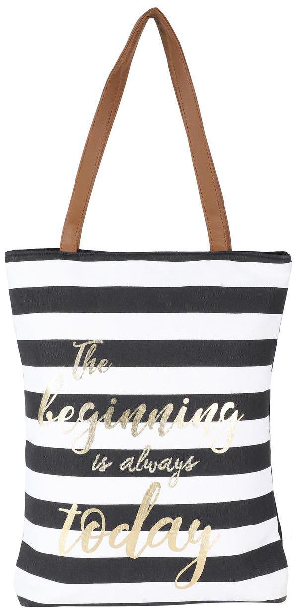 

People Women Striped Canvas - Tote Bag Black