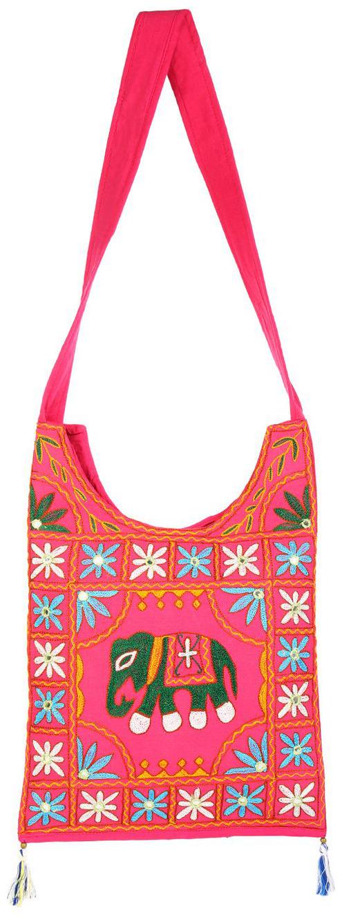 

Pink Green Ethnic Sling Bag Mirror Work Cotton Sling Bags For Girls 14 X 0 5 X 19 Sling Bags For Women Girls Sling Bag By Rajrang