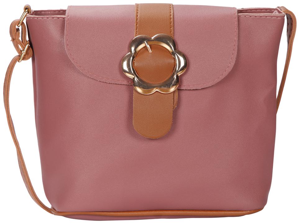 

Bagkok Pink PU Solid Sling Bag