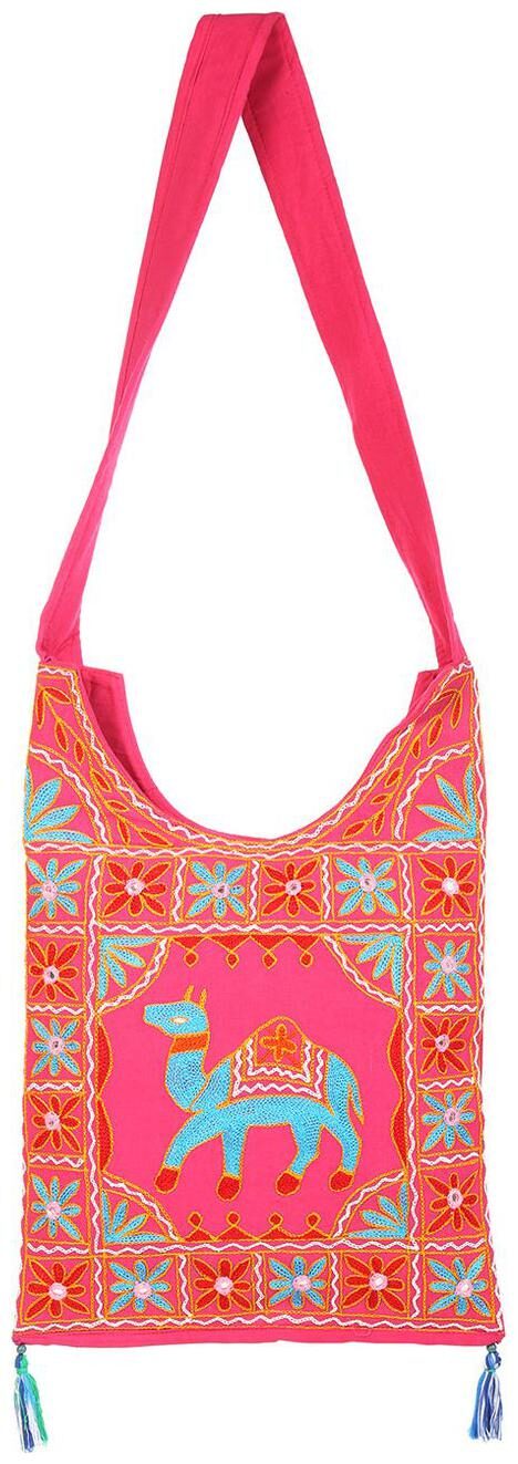 

Pink Turquoise Ethnic Sling Bag Mirror Work Cotton Sling Bags For Girls 14 X 0 5 X 19 Sling Bags For Women Camel Girls Sling Bag By Rajrang