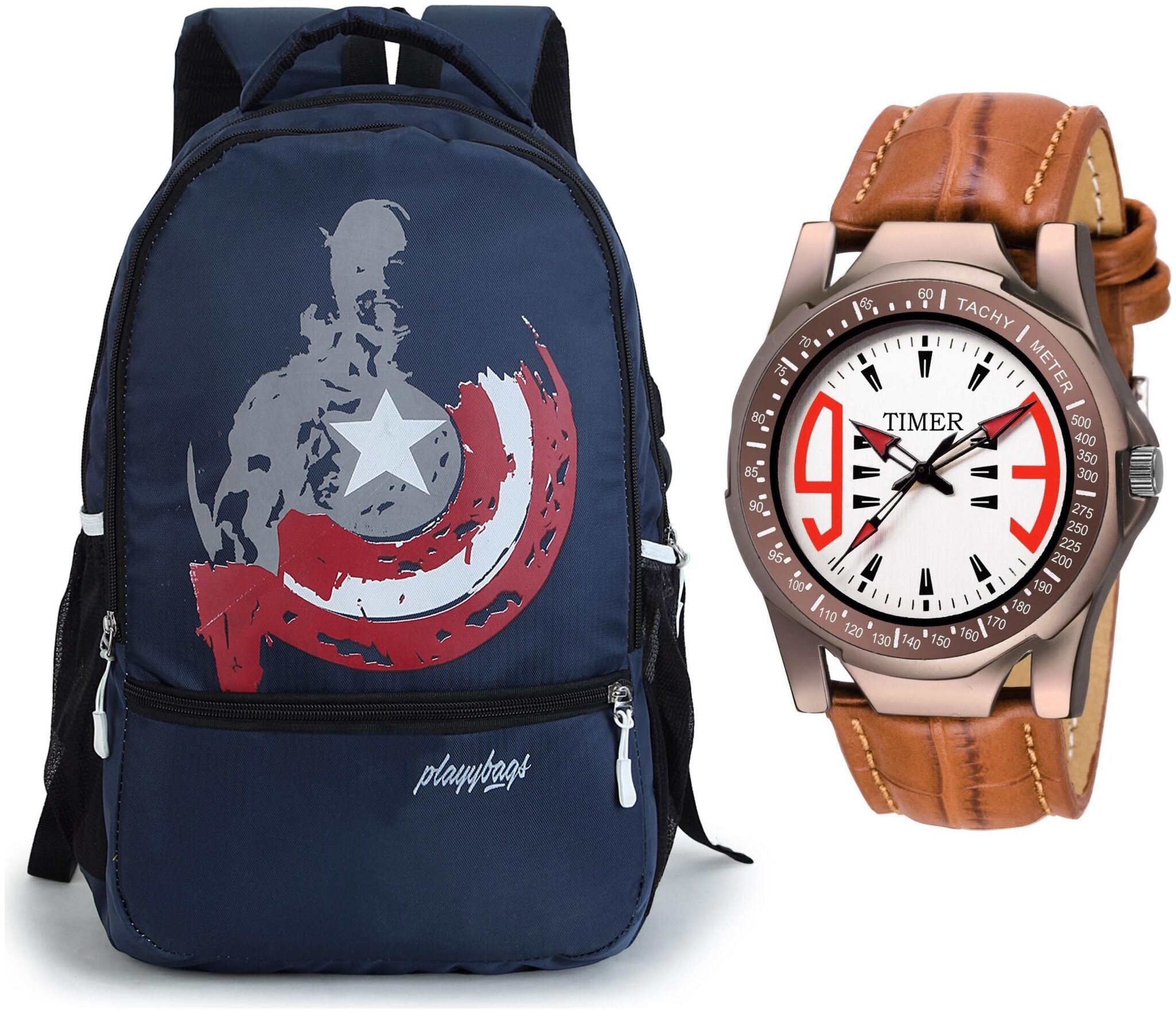 

PLAYY BAGS Combo pack of laptop bags and watch Waterproof Laptop Backpack
