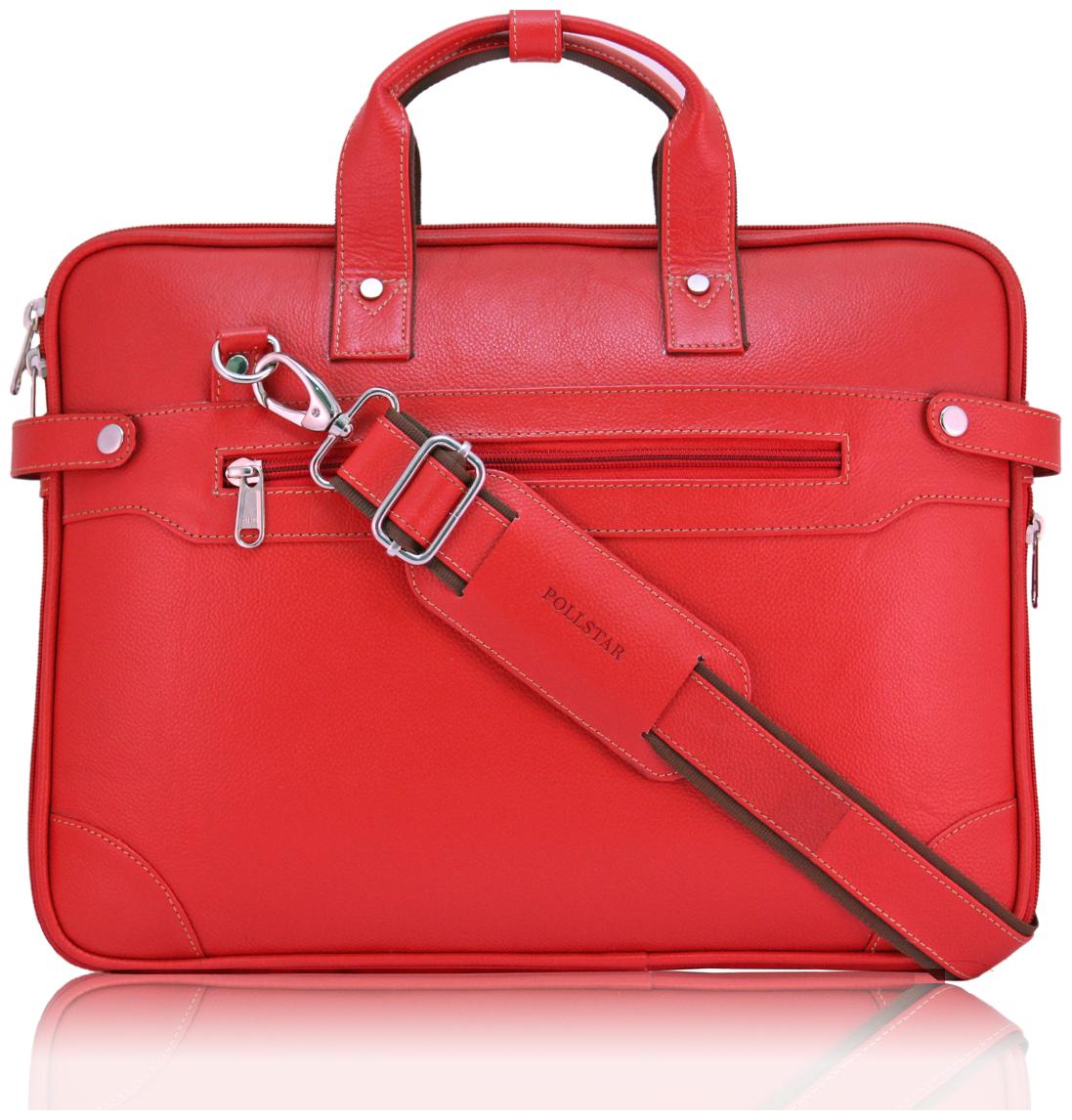 

POLLSTAR Expandable Premium Leather 35 56 cm (14 inch) Laptop Messenger Bag (MB9999RD)