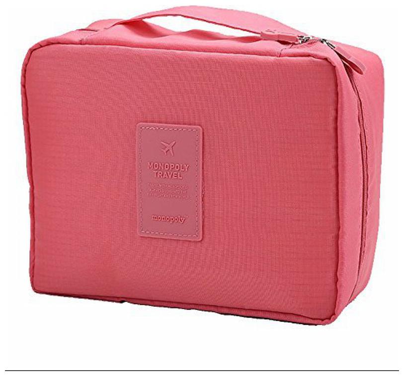 

Portable Waterproof Multi Pouch Travel Toiletry Cosmetic Makeup Case Storage Bag With Handle (pink)