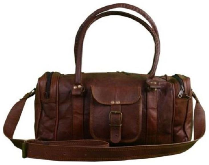 Pranjals House Leather 22 inch Square Duffel Travel Gym Sports Overnight Weekend Leather Bag by Pranjals House