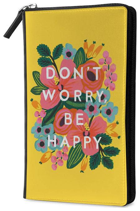 

Qrioh Be Happy Travel Multi Passport Holder Zipper Wallet