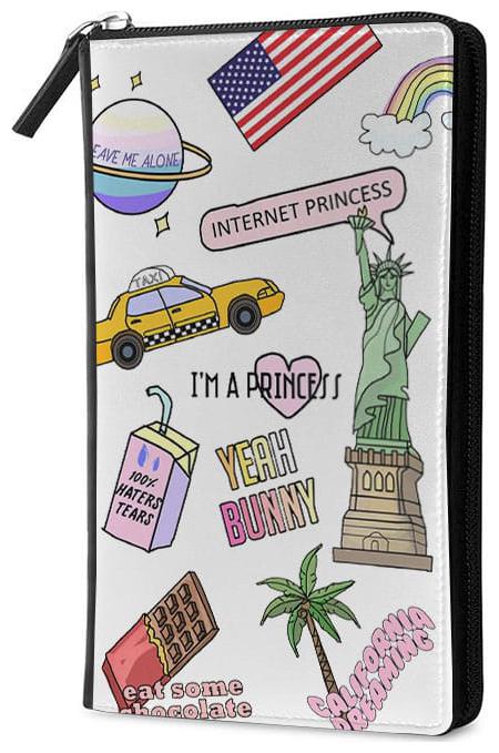 

Qrioh Internet Princess Travel Multi Passport Holder Zipper Wallet