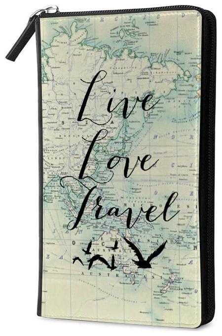

Qrioh Live Love Travel Travel Multi Passport Holder Zipper Wallet