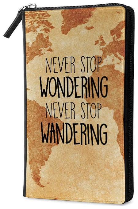 

Qrioh Never Stop Wandering Travel Multi Passport Holder Zipper Wallet