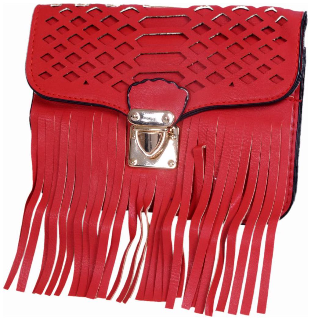 

Ratash Red Faux Leather Solid Sling Bag