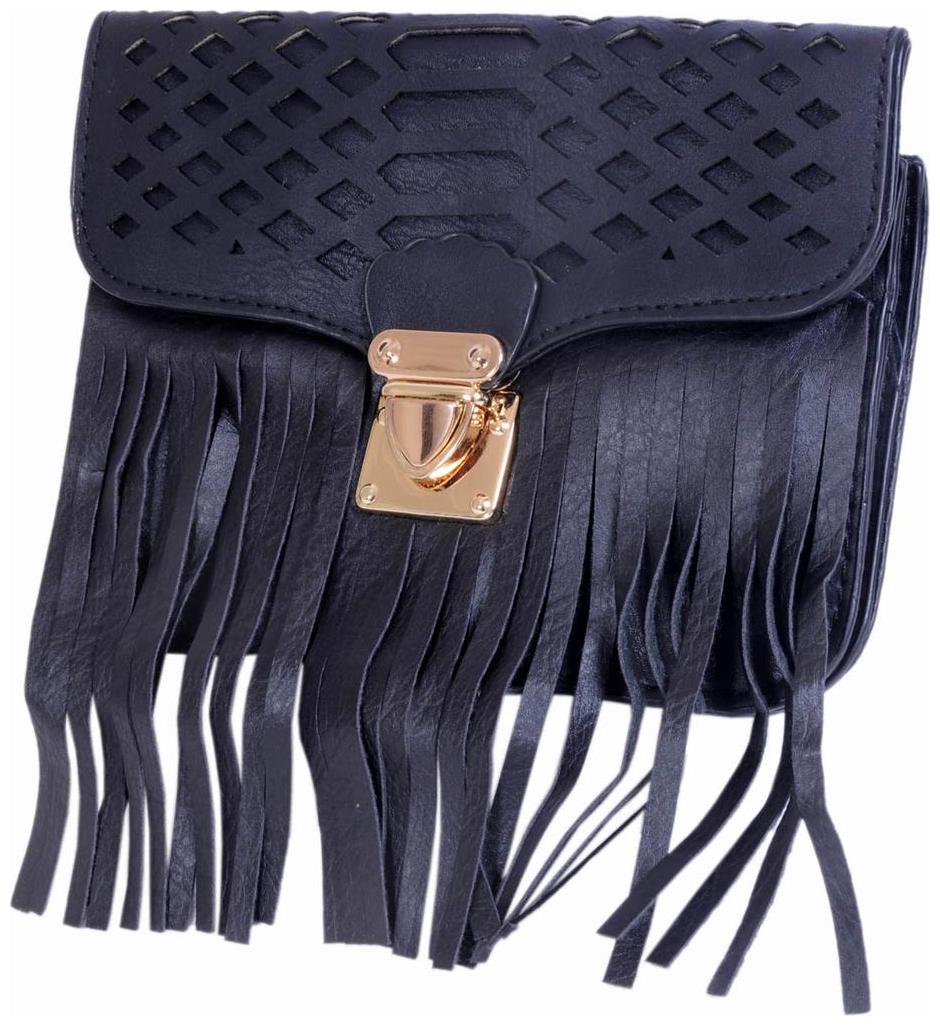 

Ratash Black Faux Leather Solid Sling Bag