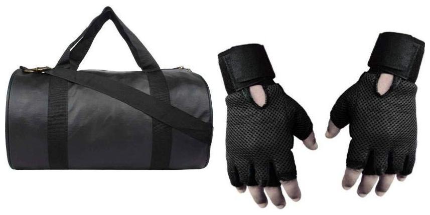 

RBB HUB Black Gym Leather Bag with Free Gloves