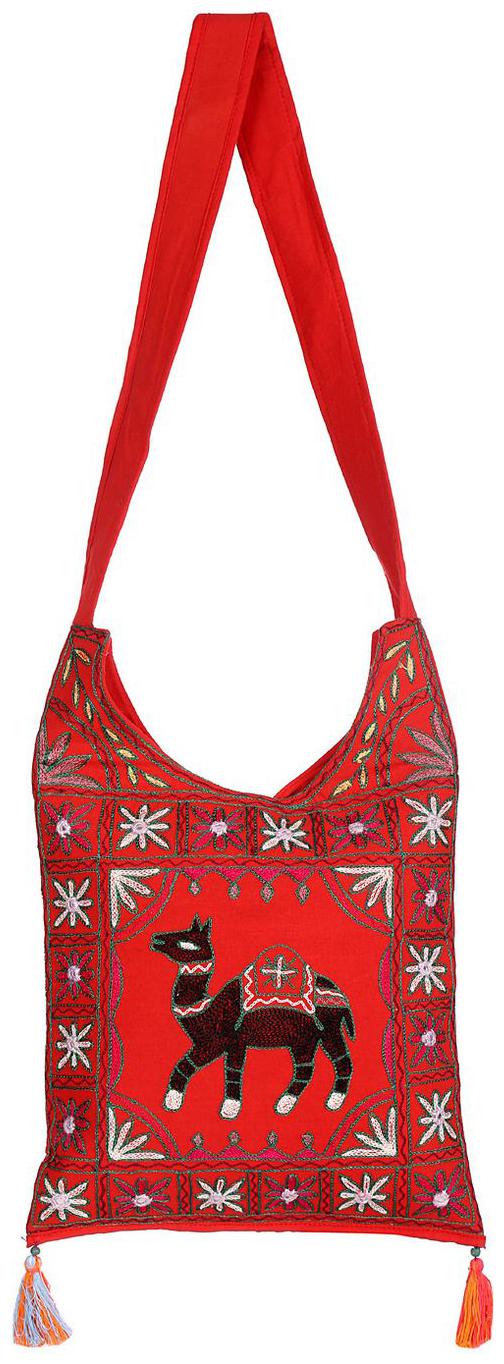 

Red Black Ethnic Sling Bag Embroidered Cotton Sling Bags For Girls 14 X 0 5 X 19 Sling Bags For Women Camel Girls Sling Bag By Rajrang