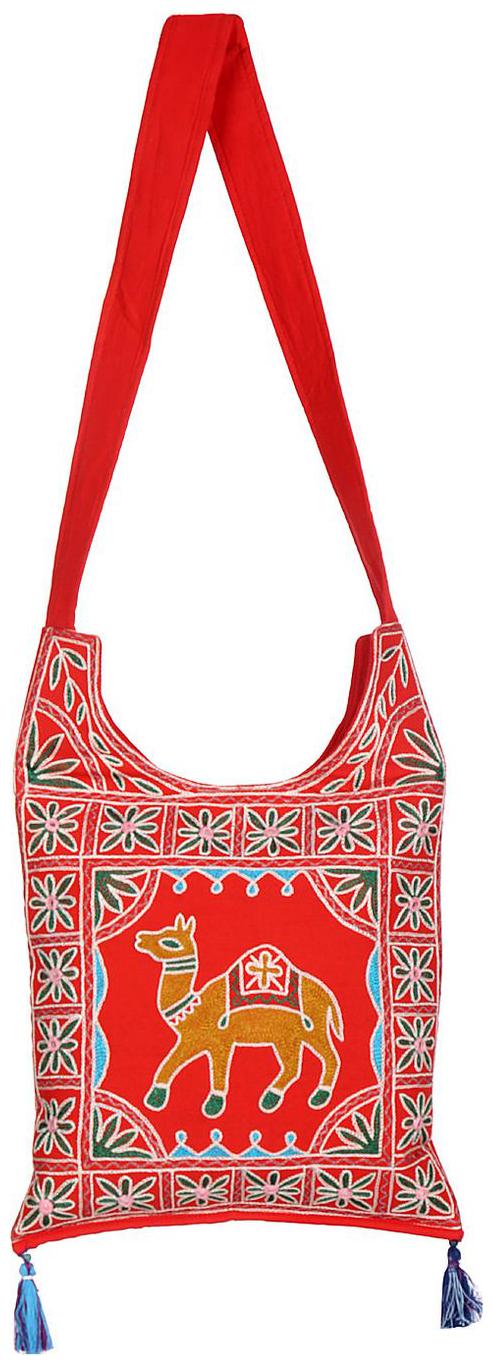

Red Brown Ethnic Sling Bag Embroidered Cotton Sling Bags For Girls 14 X 0 5 X 19 Sling Bags For Women Camel Girls Sling Bag By Rajrang