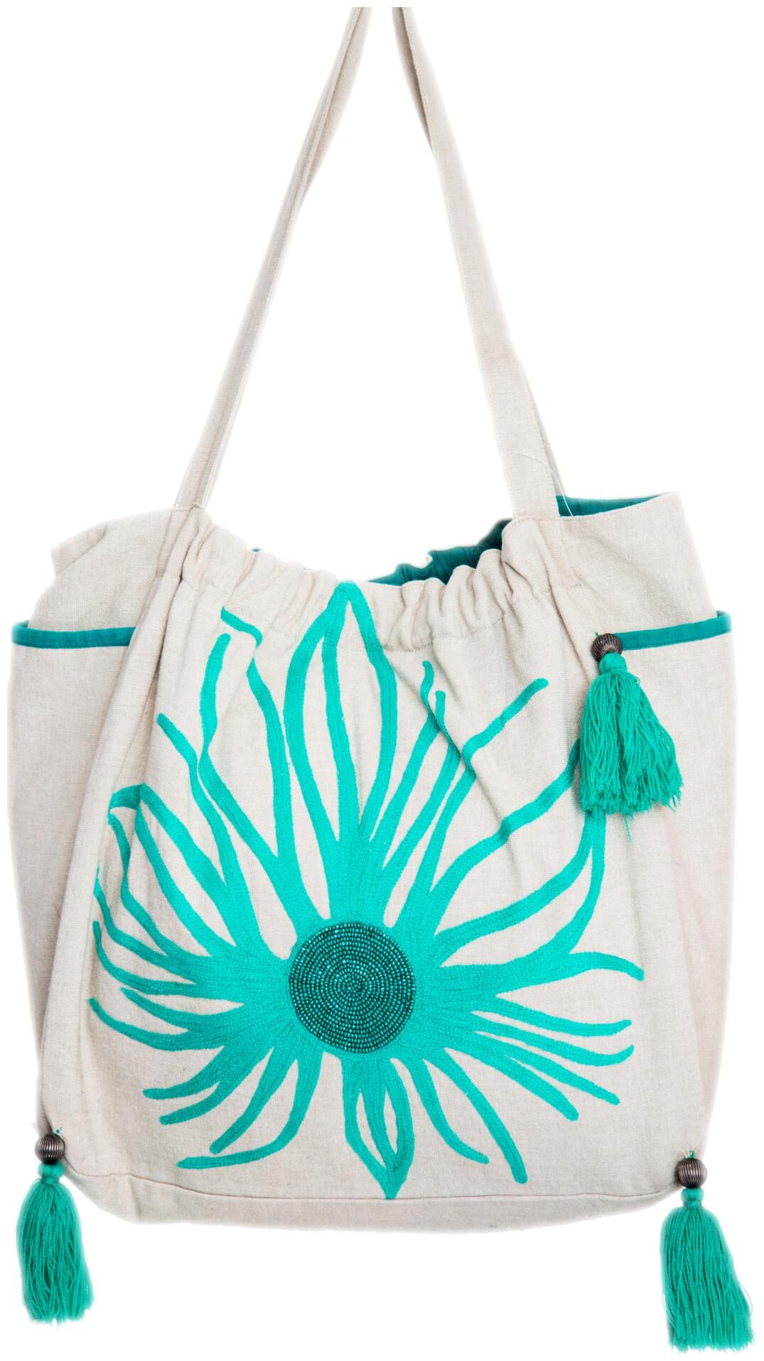 

Reme Green White Cotton Shoulder Bag