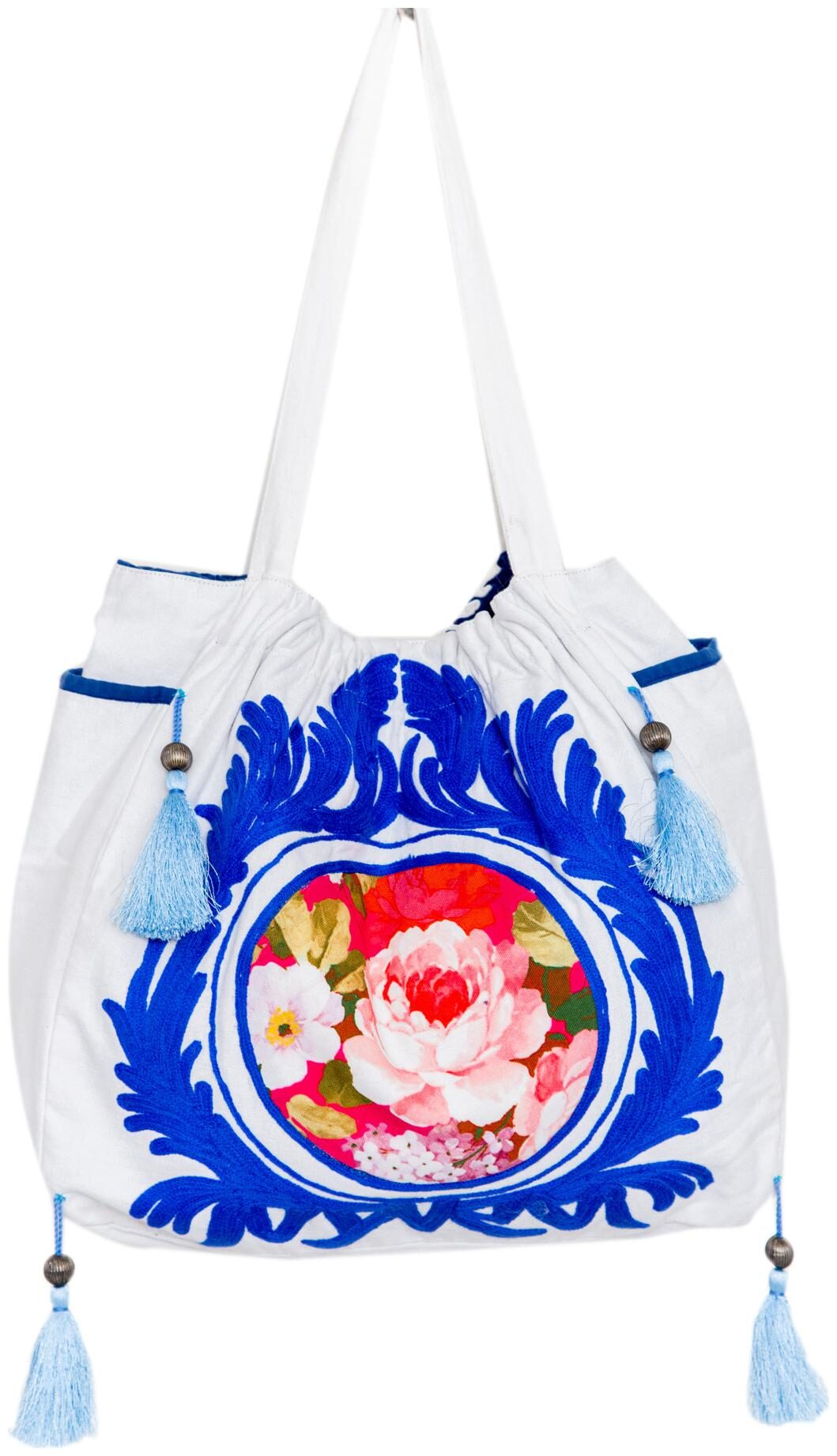 

Reme Blue White Cotton Shoulder Bag