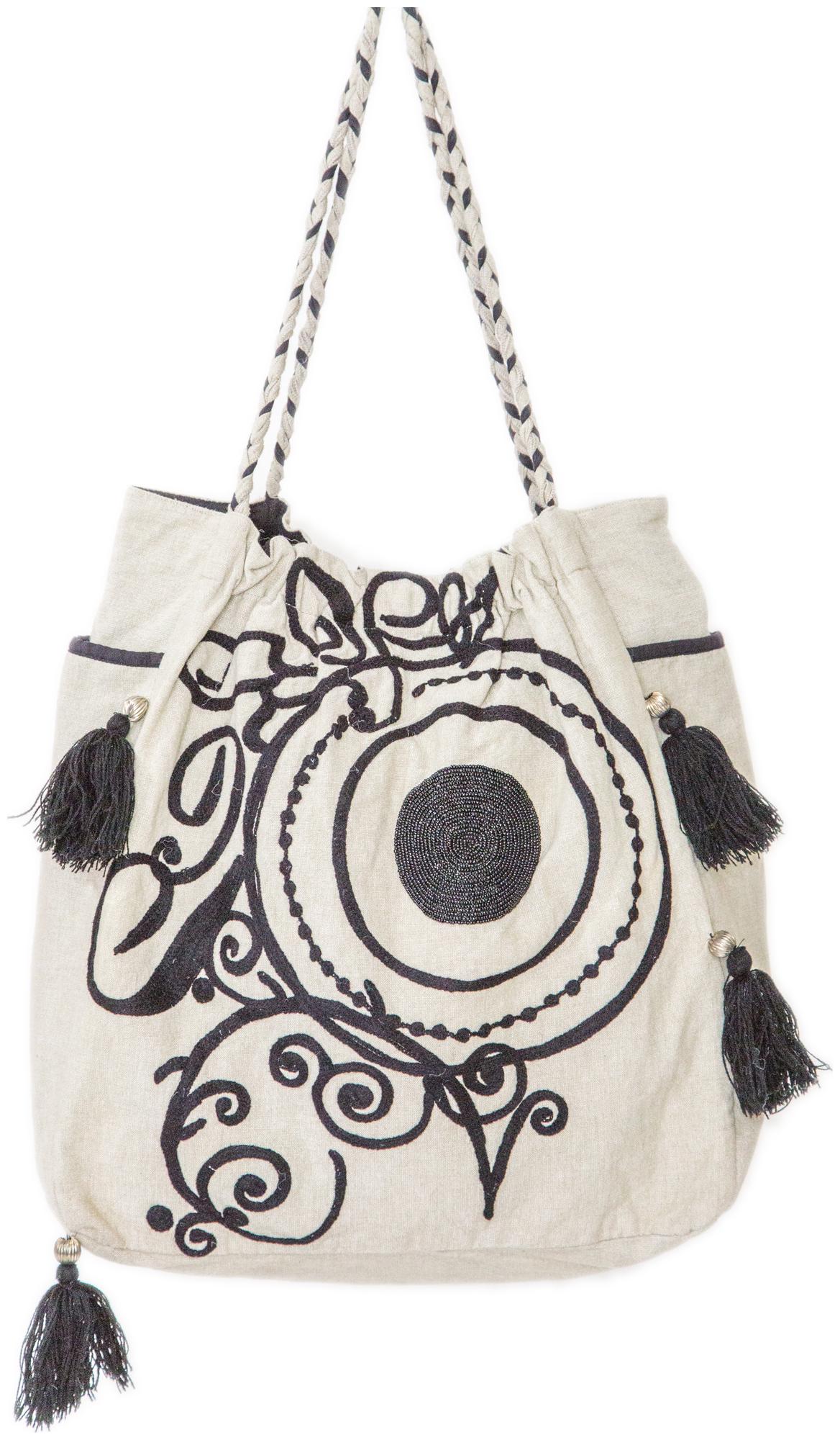 

Reme Brown White Cotton Shoulder Bag