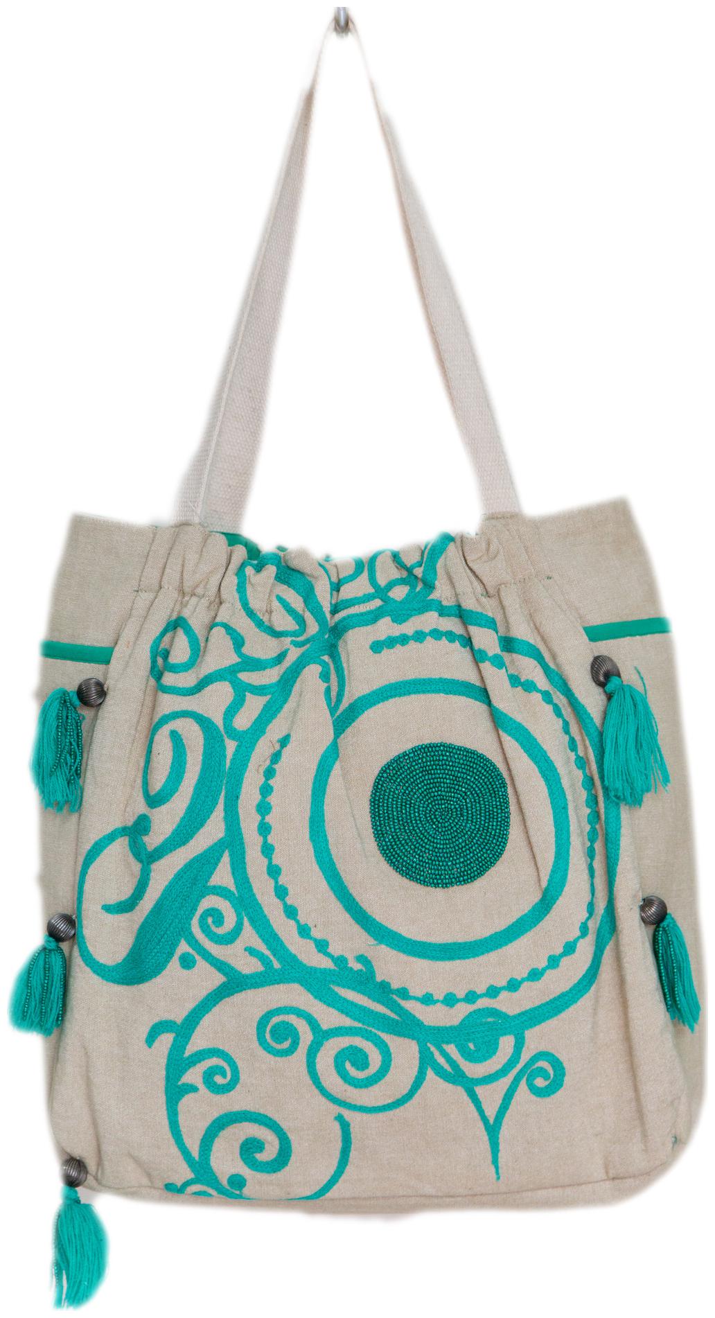 

Reme Green Beige Cotton Shoulder Bag