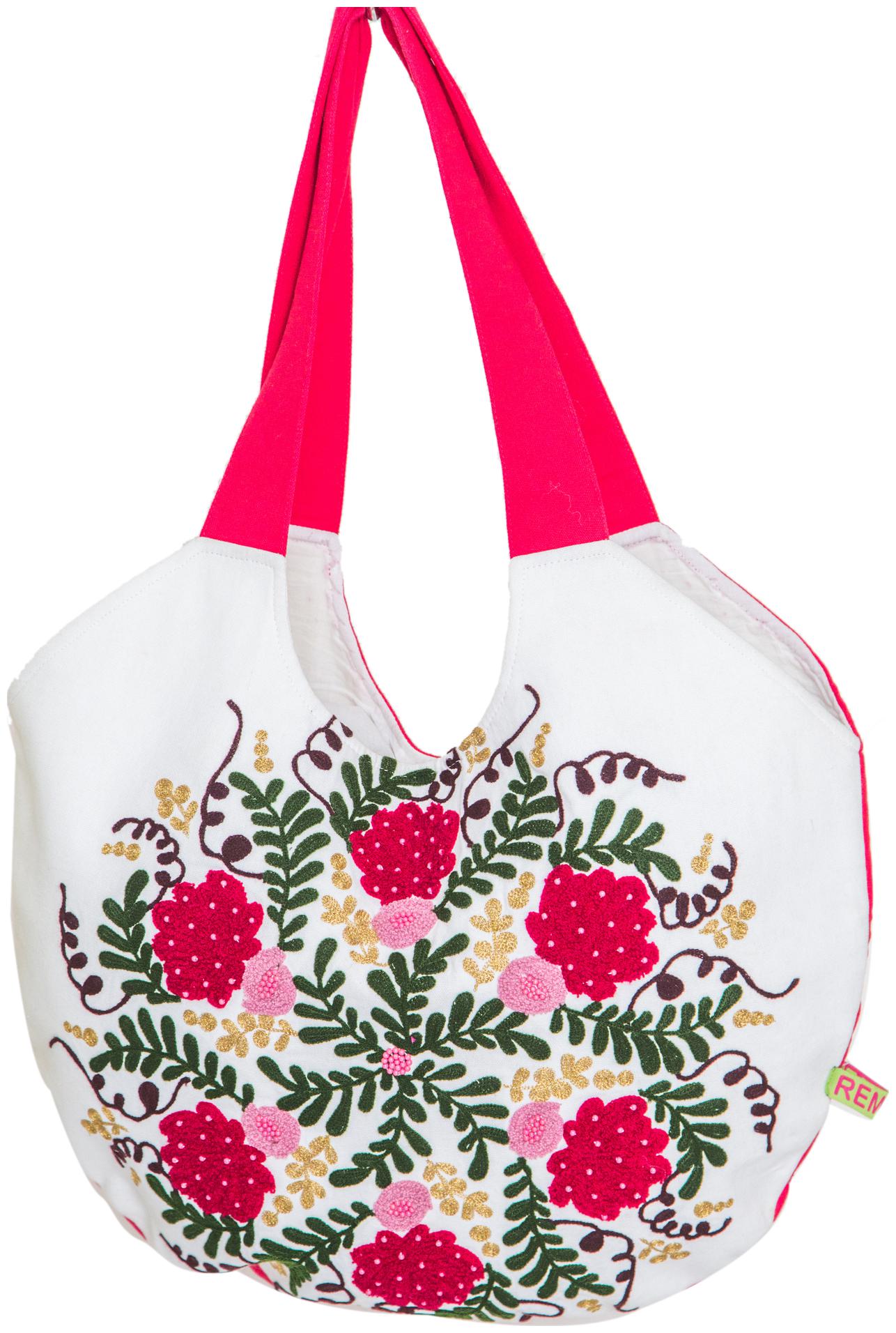 

Reme White Red Cotton Shoulder Bag