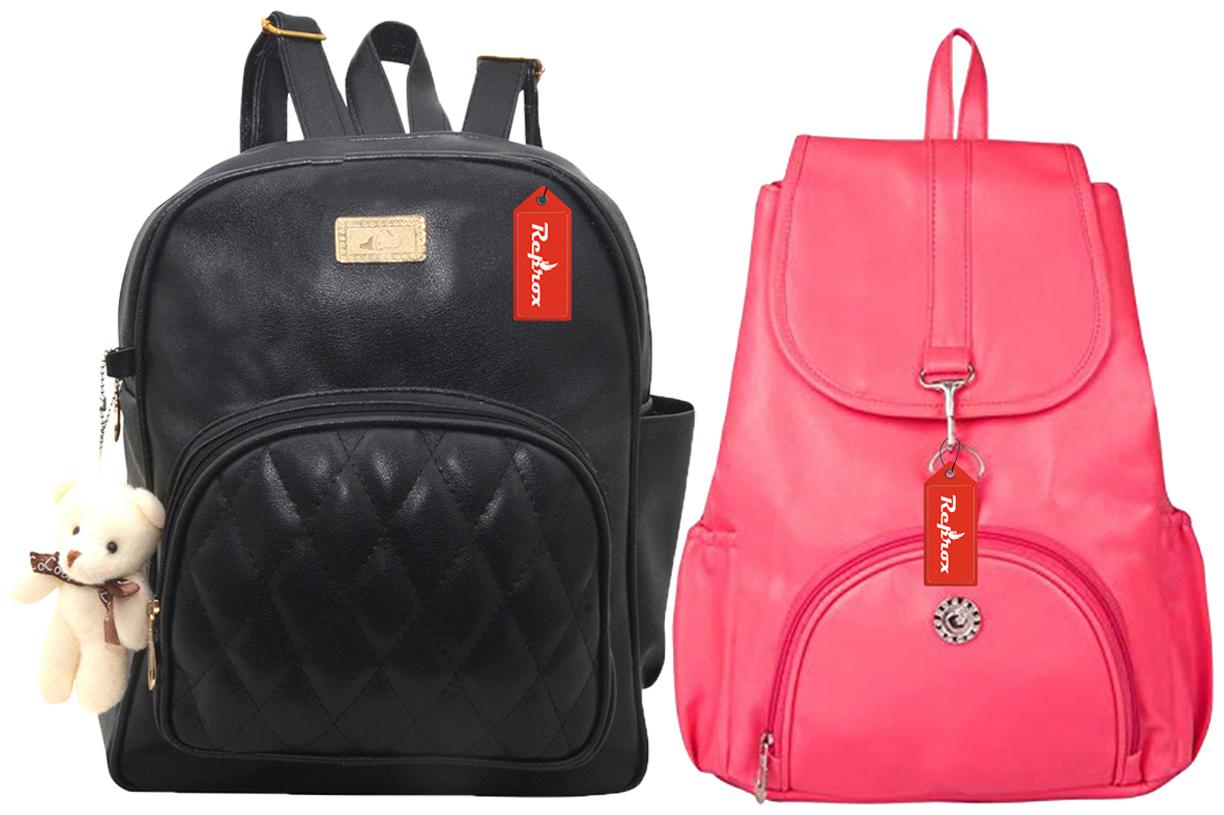 

Reprox Black Pink Leather Backpack