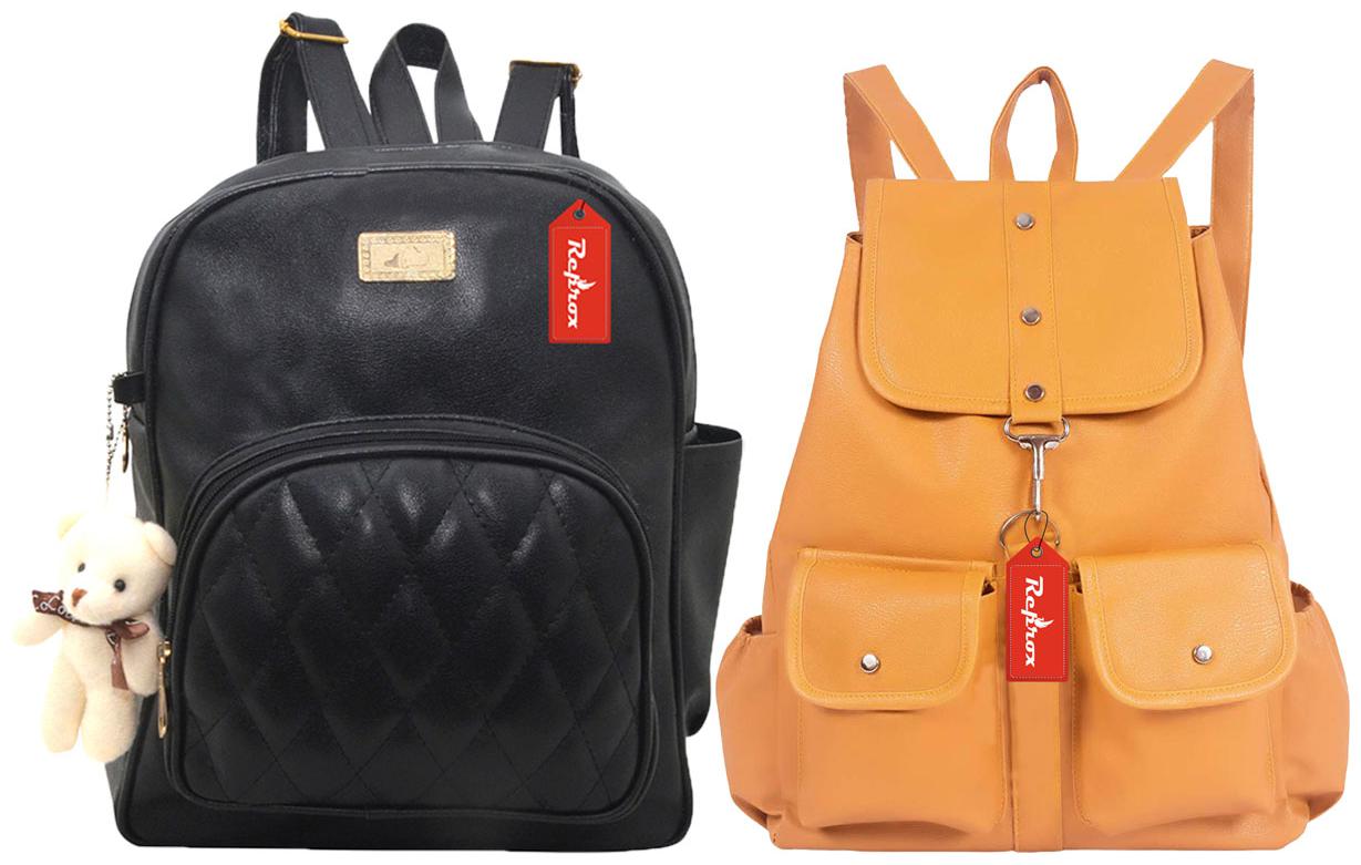 

Reprox Black Yellow Leather Backpack