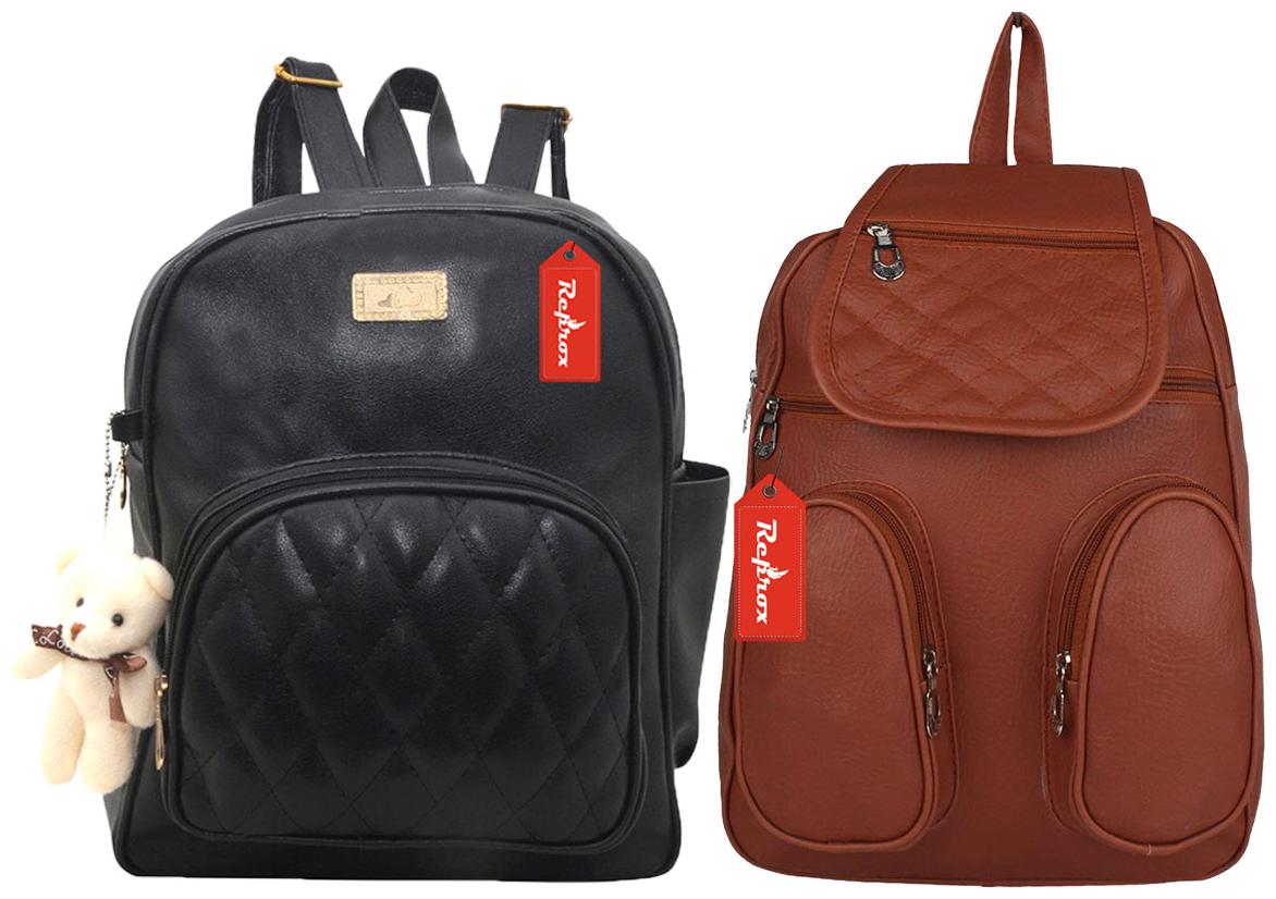

Reprox Black Brown Leather Backpack