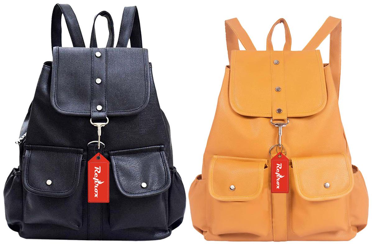 

Reprox Black Yellow Leather Backpack