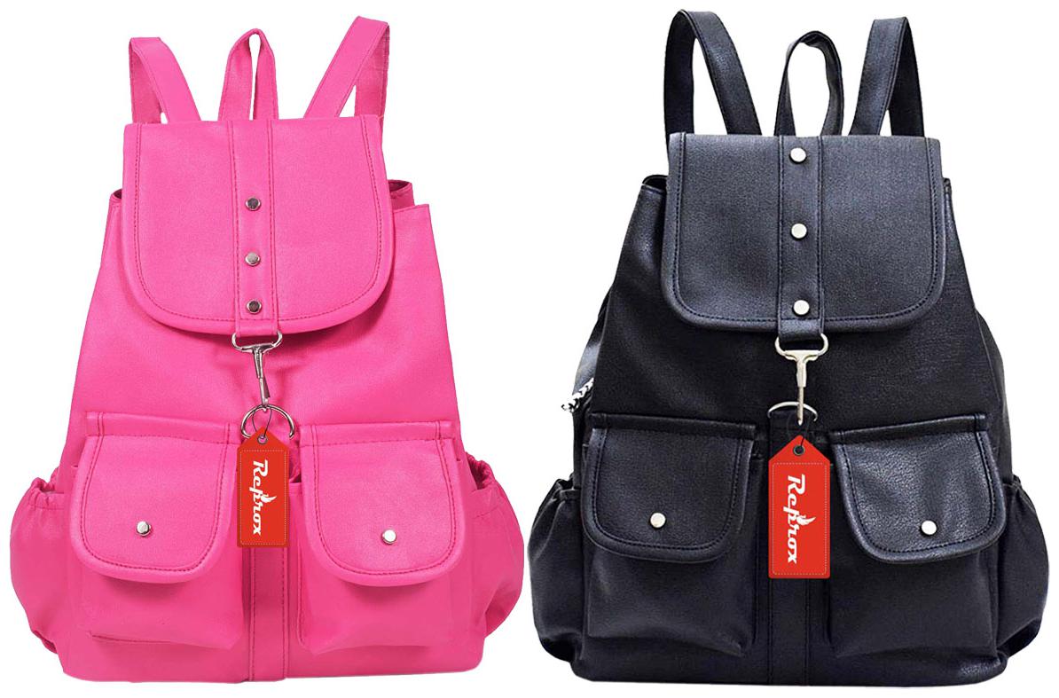 

Reprox Black Pink Leather Backpack