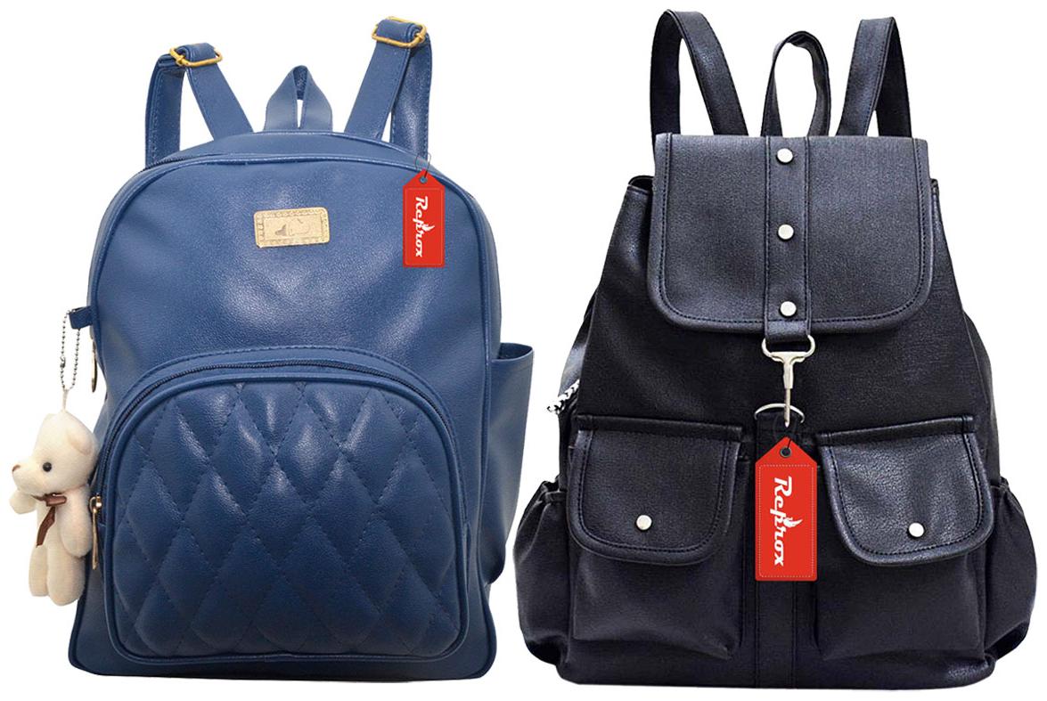 

Reprox Black Blue Leather Backpack