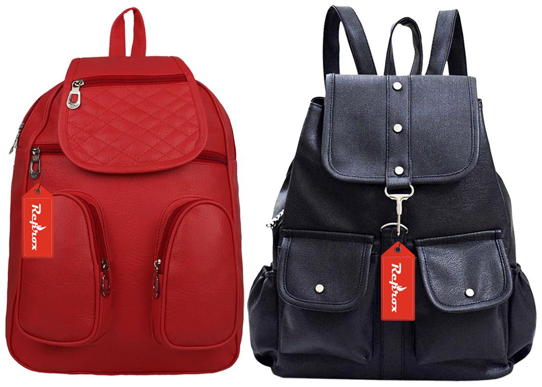 

Reprox Black Red Leather Backpack