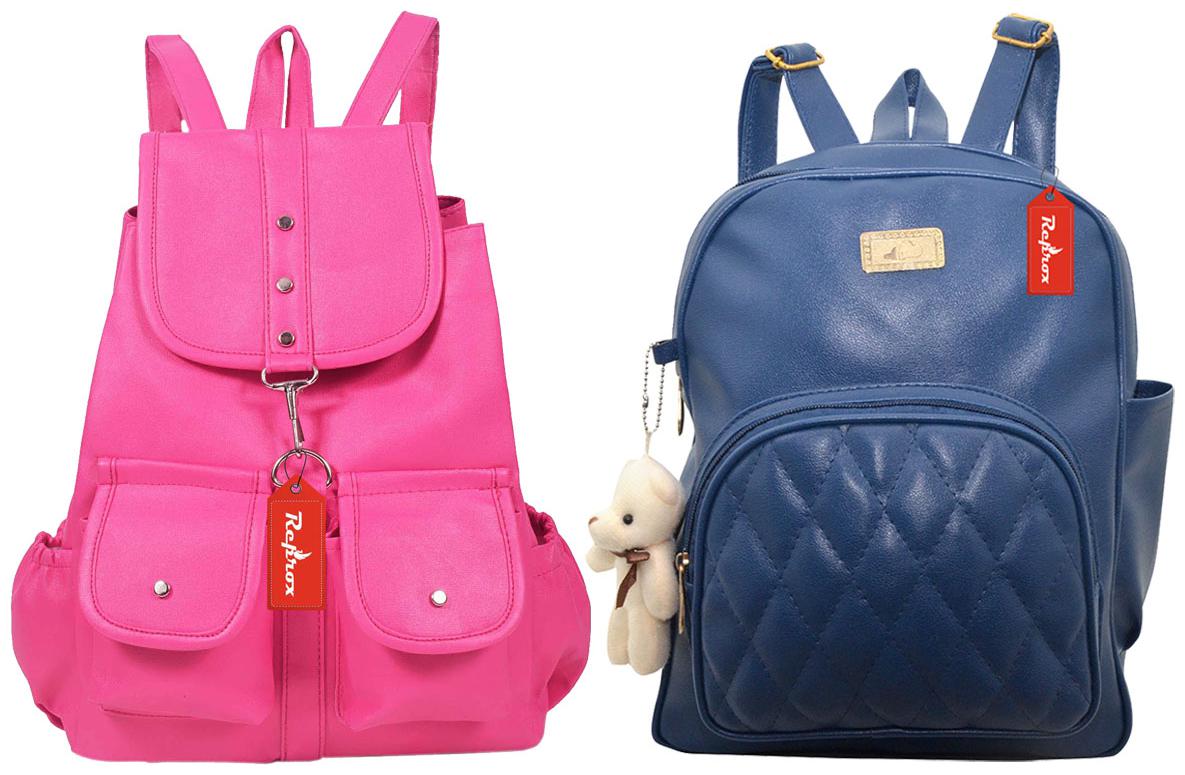 

Reprox Blue Pink Leather Backpack