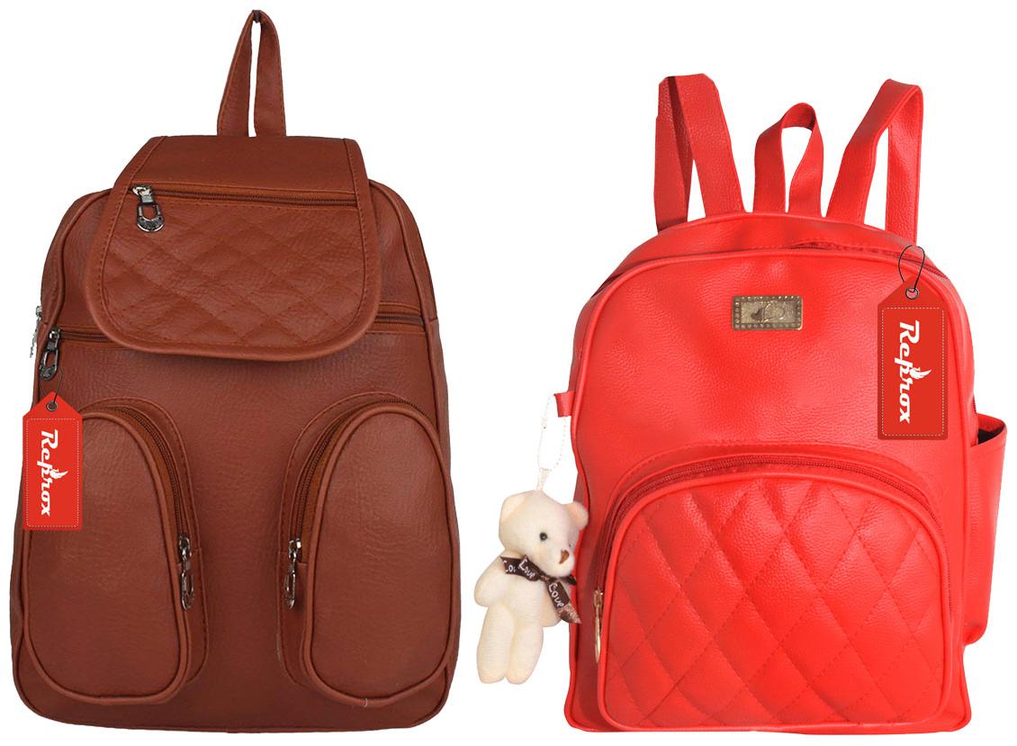 

Reprox Brown Red Leather Backpack