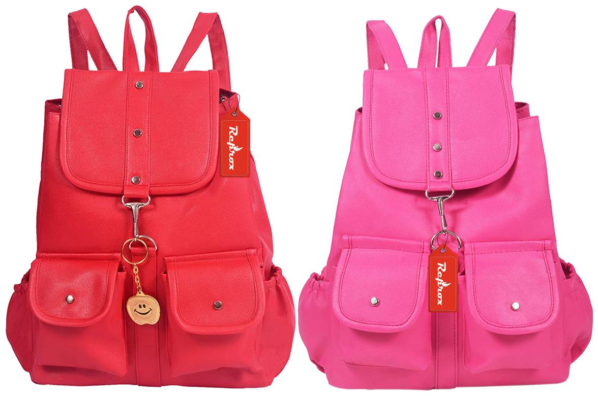 

Reprox Pink Red Leather Backpack